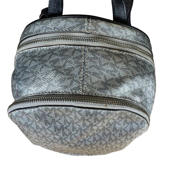 MICHAEL Michael Kors Metallic Signature Rhea Zip Backpack Silver main image 11